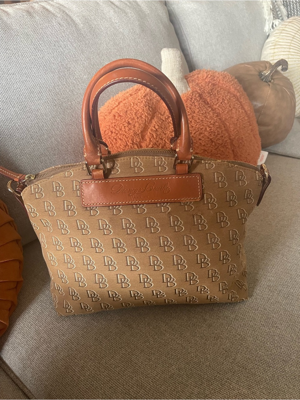Dooney & Bourke Brown Tan Signature Satchel
